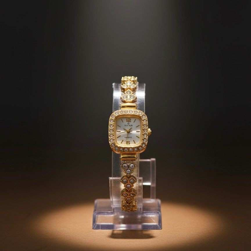 Rose Gold Crystal Bracelet Ladies Watch TITAN