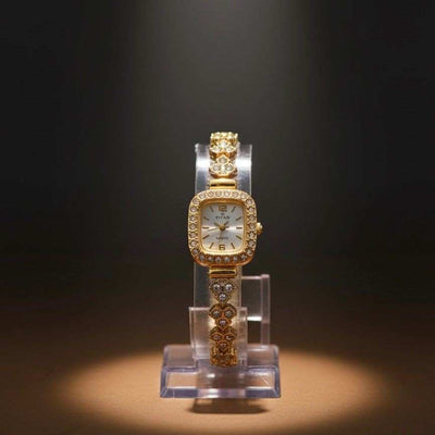 Rose Gold Crystal Bracelet Ladies Watch TITAN