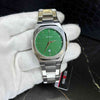 Bestwin Silver Stainless Steel Watch with Green Dial & Date Window
